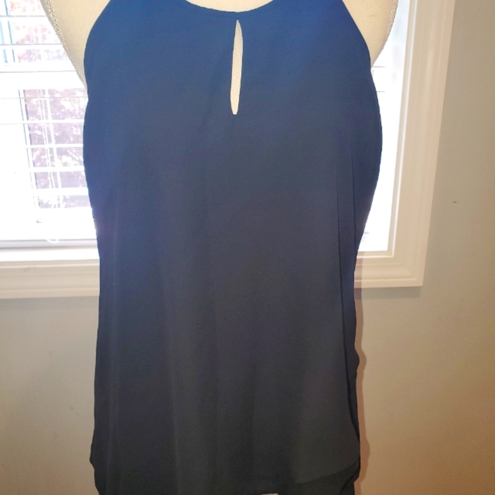 NWT Catherine Malandrino Black Cold Shoulder Halter Neck Sleeveless Blouse Sz S